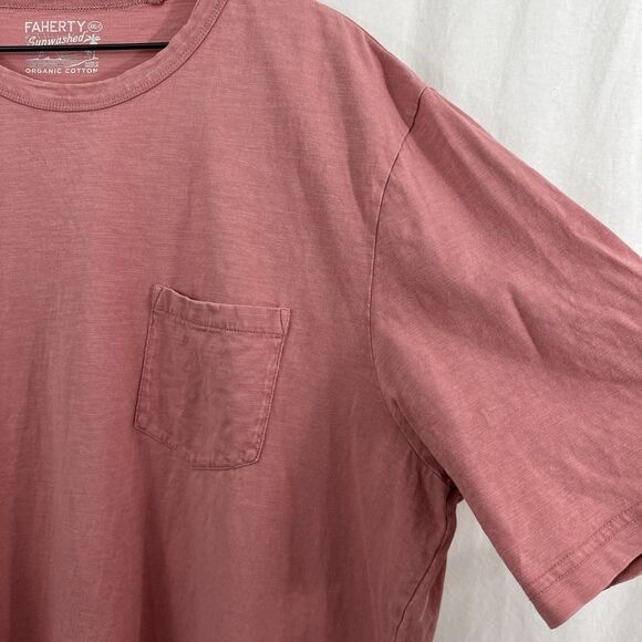 Faherty Sunwashed Salmon Pink Short Sleeve Tee Shirt Mens XXL-T ***READ - Picture 4 of 11